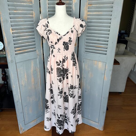 Free People Cream and Black Floral Midi Dress - Picture 3 of 16